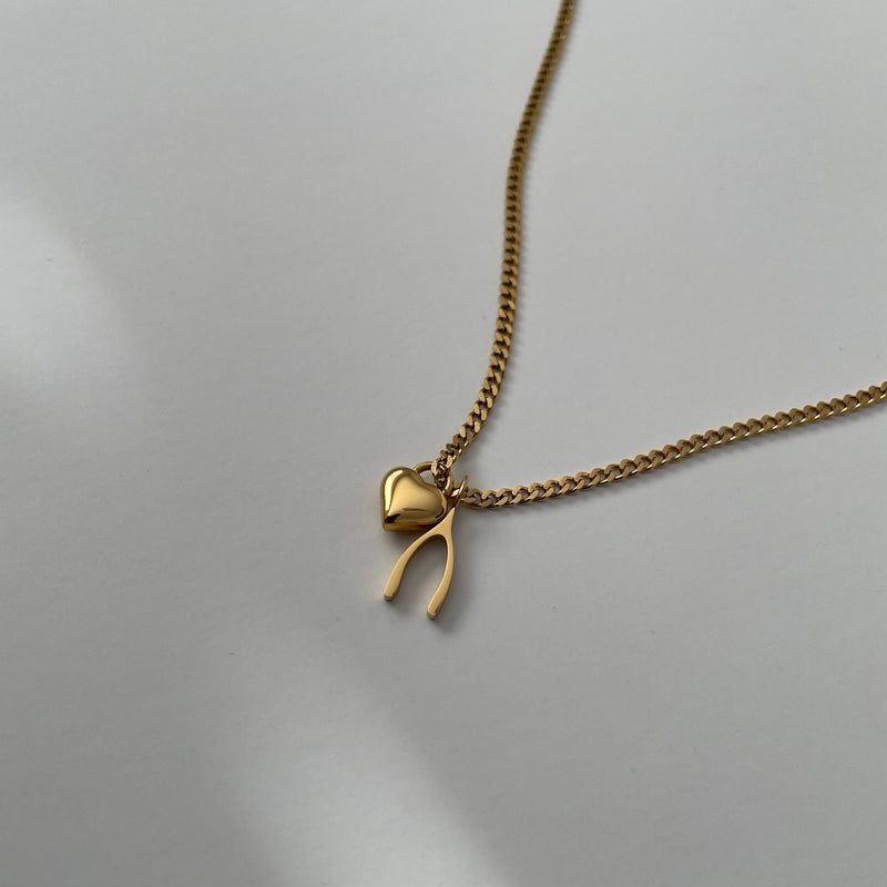 Namaste - Wishbone Necklace- Gold