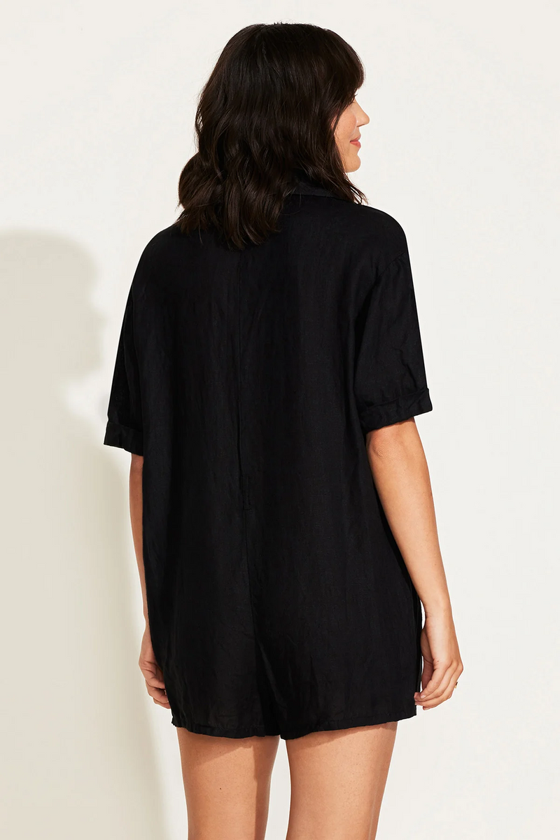 Vitamin A - Playa Romper - Black EcoLinen