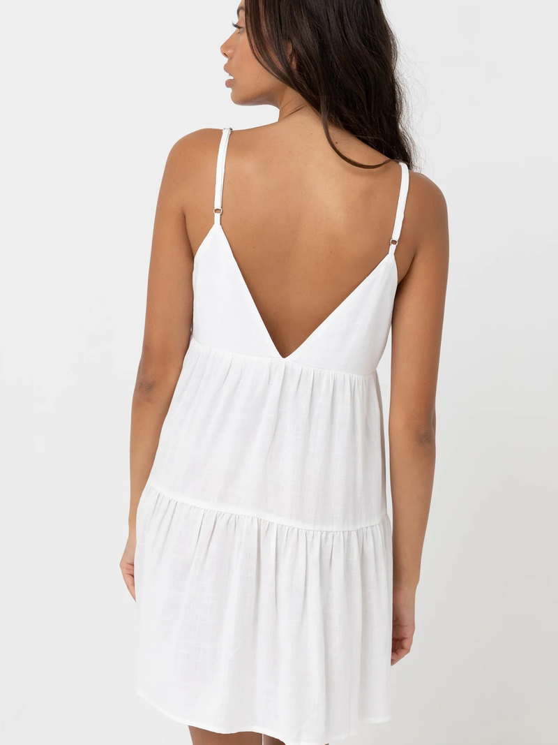 Rhythm - Classic Tiered Mini Dress - WHITE