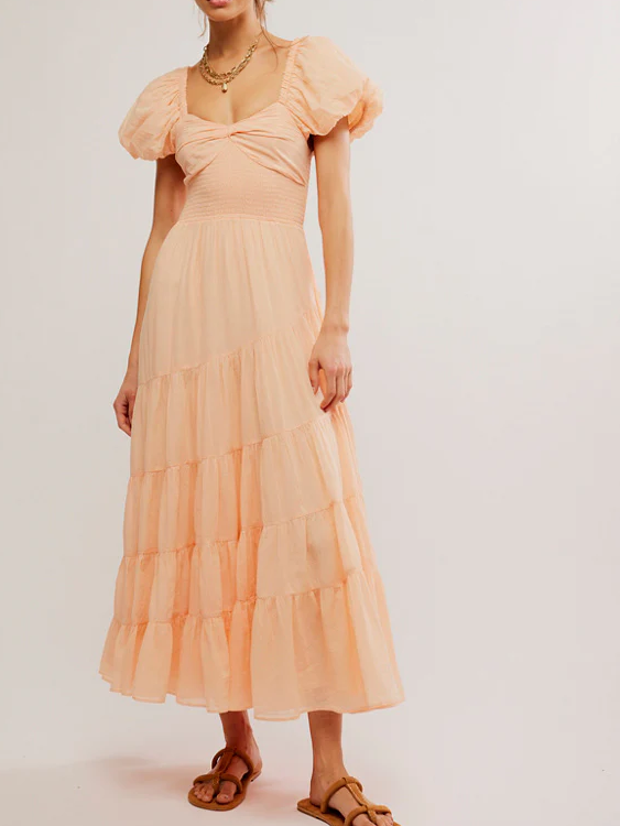 Free People - Shortsleeved Sundrenched Maxi - Almost Apricot