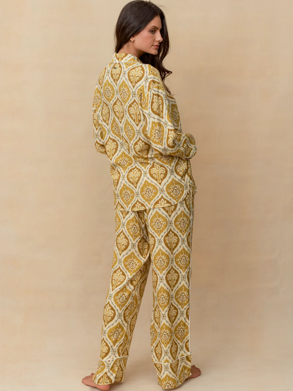 Maaji - Khaki Palms Dandelion Long Sleeve Pant Set