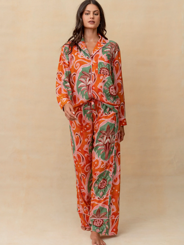 Maaji - Chili Damask Dandelion Long Sleeve Pant Set