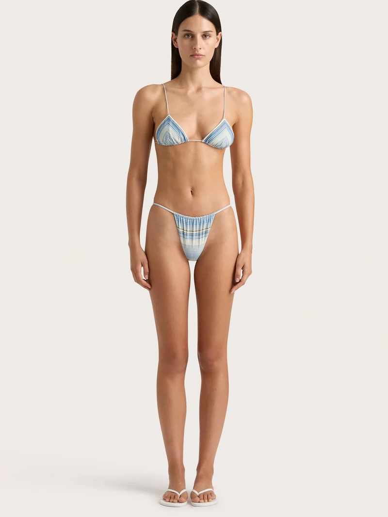 Faithfull - Elea String Bikini Bottom - Futura Stripe Blue