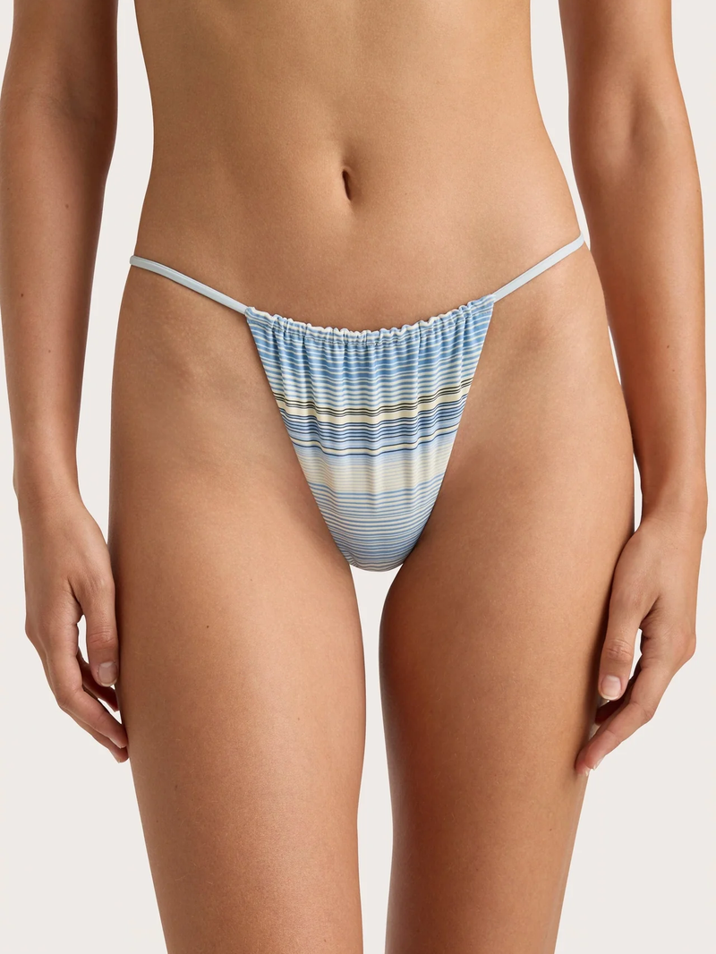 Faithfull - Elea String Bikini Bottom - Futura Stripe Blue