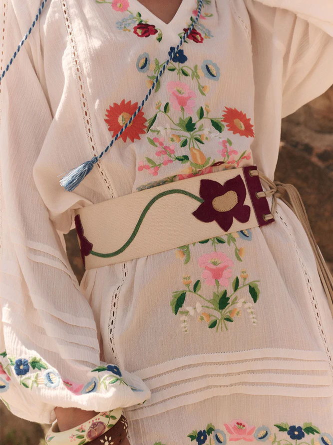 Spell - Florapaloosa Embroidered Tunic Dress - Wildflower