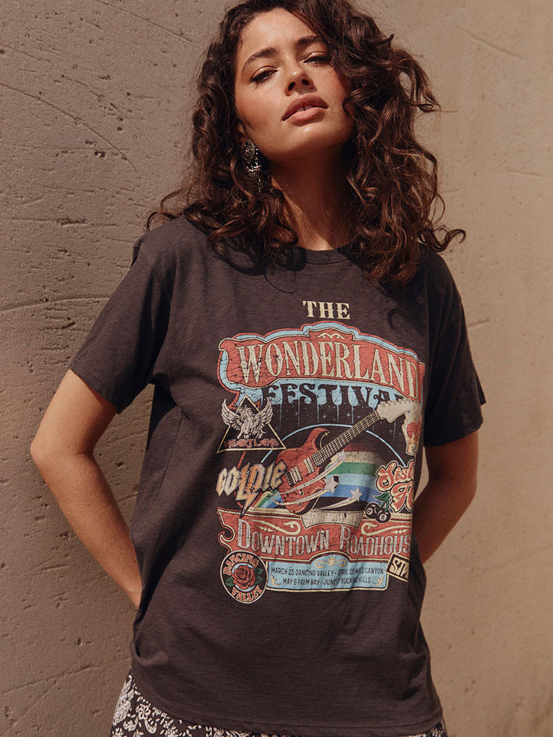 Spell - Wonderland Biker Tee - Charcoal