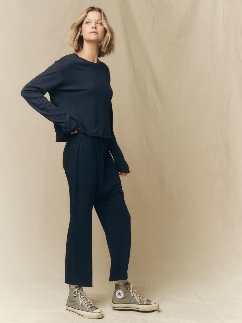 The Great - The Jersey Crop Pant - Navy