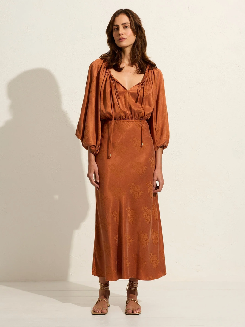 Auguste - Zelda Midi Dress - Rust