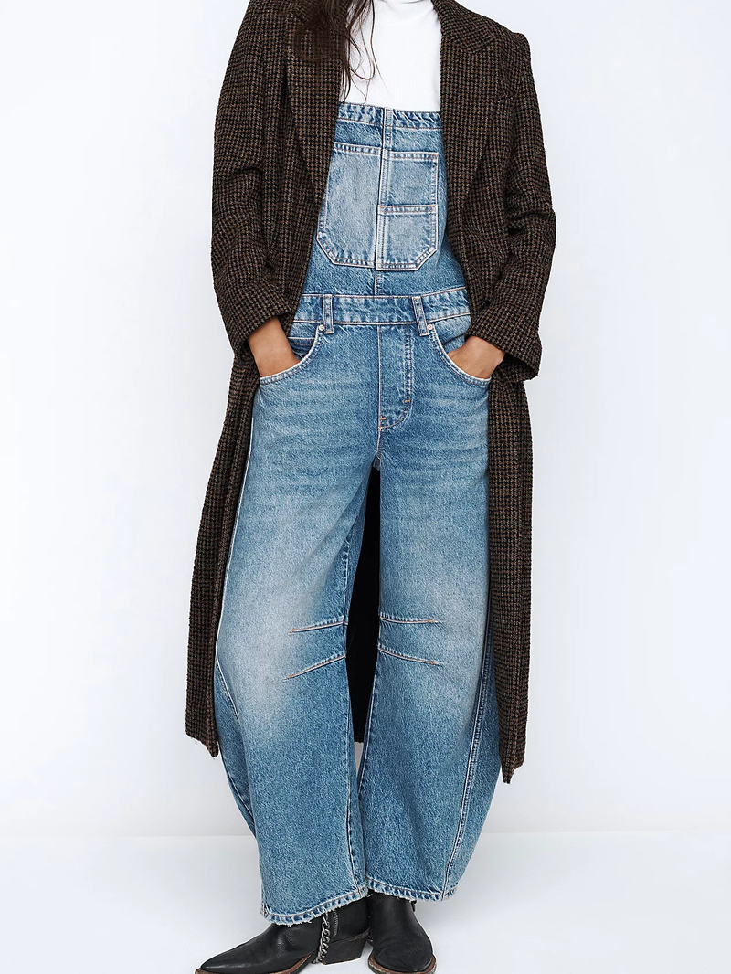 FREE PEOPLE - GOOD LUCK OVERALLS - ULTRA LIGHT BEAM