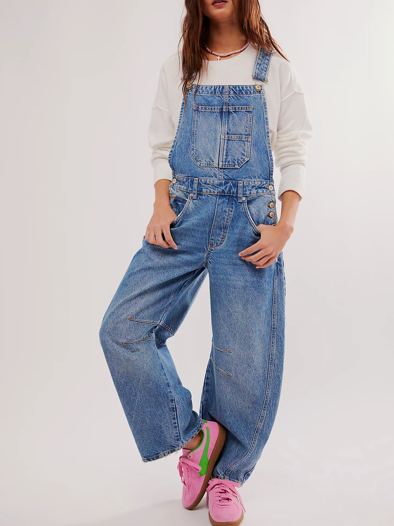 FREE PEOPLE - GOOD LUCK OVERALLS - ULTRA LIGHT BEAM