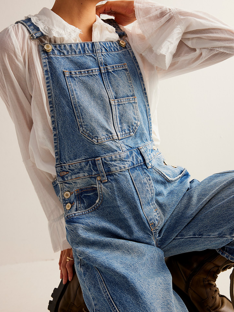 FREE PEOPLE - GOOD LUCK OVERALLS - ULTRA LIGHT BEAM