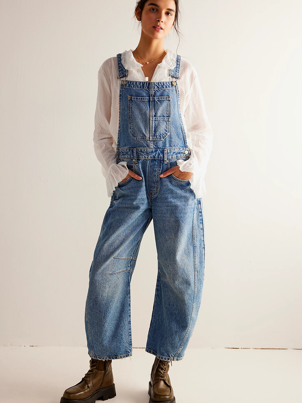 FREE PEOPLE - GOOD LUCK OVERALLS - ULTRA LIGHT BEAM