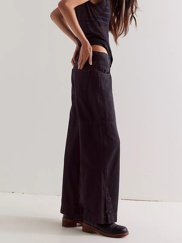 Free People - Benji Relaxed Wide Leg - Black