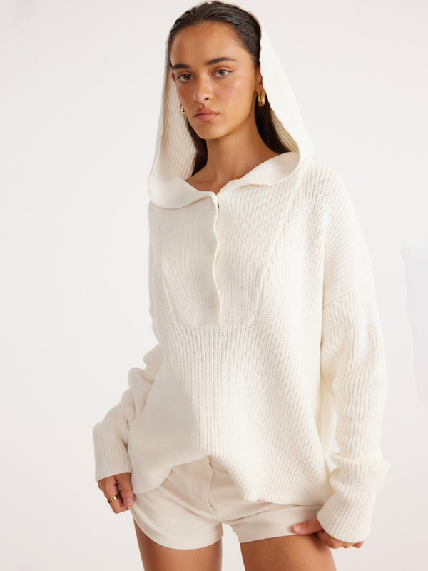 SNDYS - Reagan Hooded Sweater - White