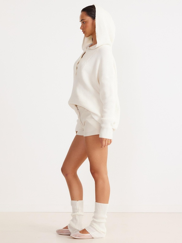 SNDYS - Reagan Hooded Sweater - White